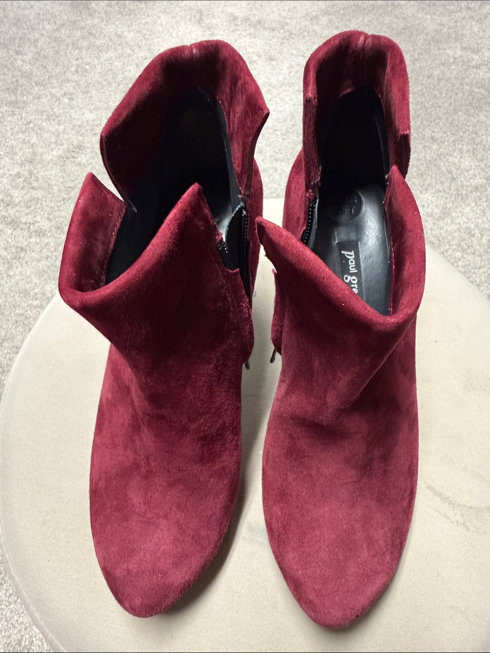 Paul Green Wine Red Suede Fold-Top Ankle Booties
